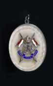 An early 20th century silver, rock crystal? and enamel set 'Central Indian Horse' cavalry regiment