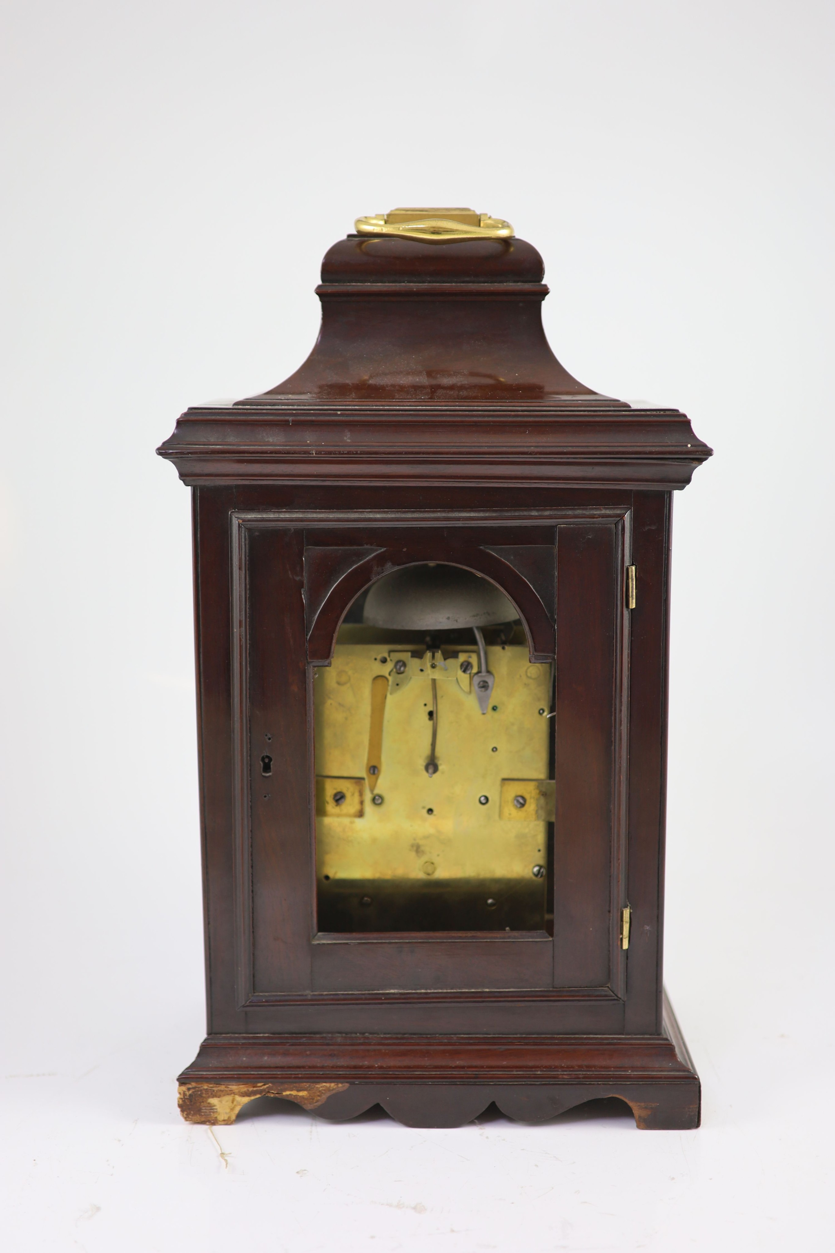 John Green of London. A George III mahogany eight day hour repeating bracket clockthe plain case - Image 4 of 4