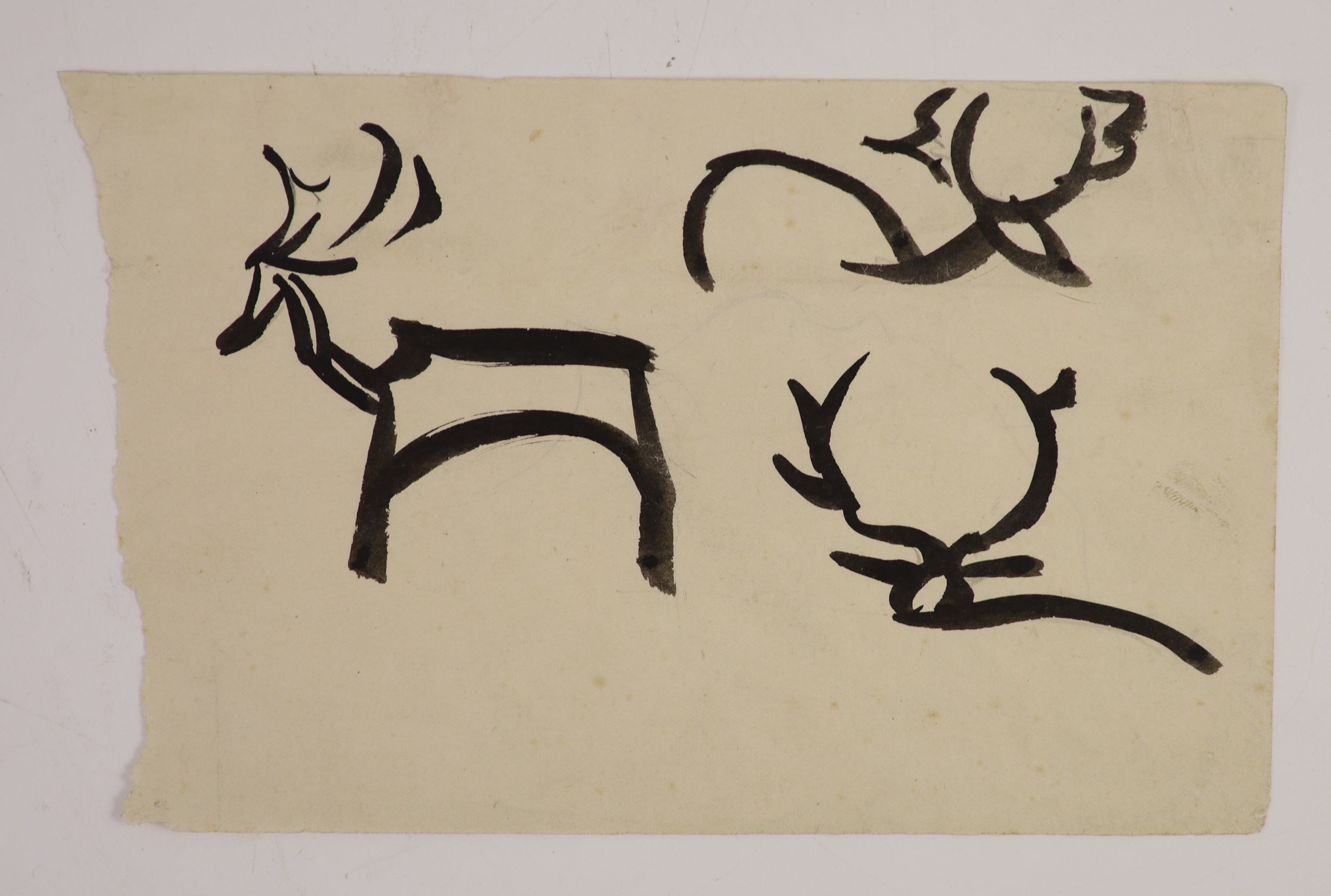 Henri Gaudier-Brzeska (1891-1915) Abstract drawing of a stag and antlers,black ink on paper, and