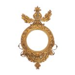 A William IV giltwood and gesso girandolewith foliate crest, convex plate and scrolling branches,W