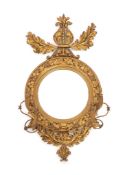 A William IV giltwood and gesso girandolewith foliate crest, convex plate and scrolling branches,W