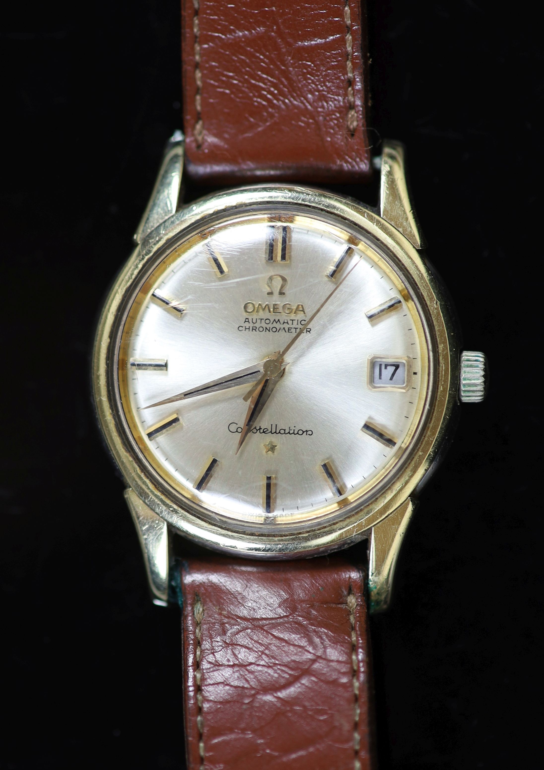 A gentleman's stainless steel and gold plated Omega Constellation automatic chronometer wrist