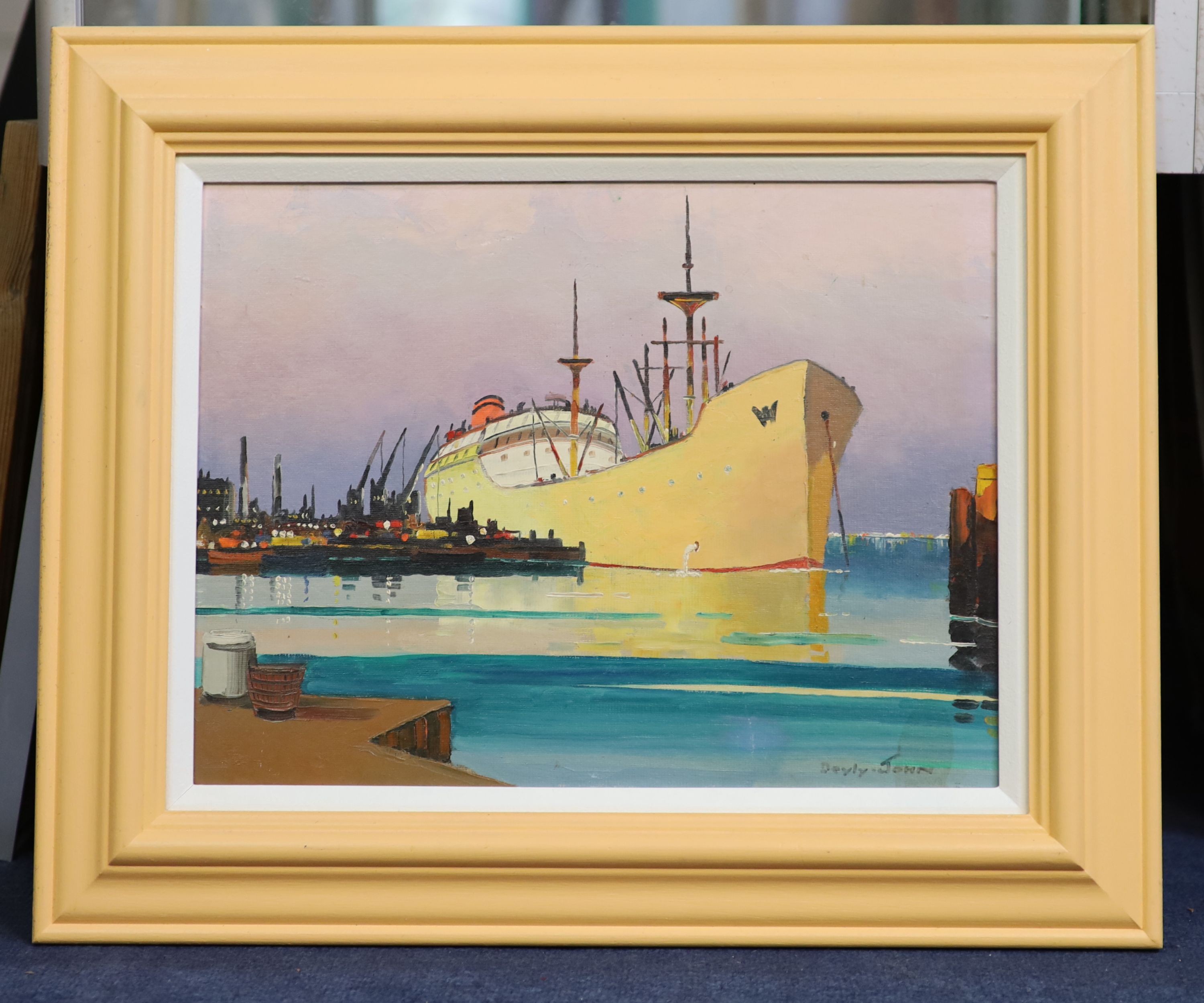 § Cecil Rochfort D'Oyly John (1906-1993) 'Shoreham Harbour, Evening'oil on boardsigned30 x 39cm - Image 2 of 4