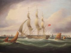 Thomas Buttersworth (1768-1842) HMS Glasgow, 40 Guns, Captain The Hon. James Ashley Maude (on her