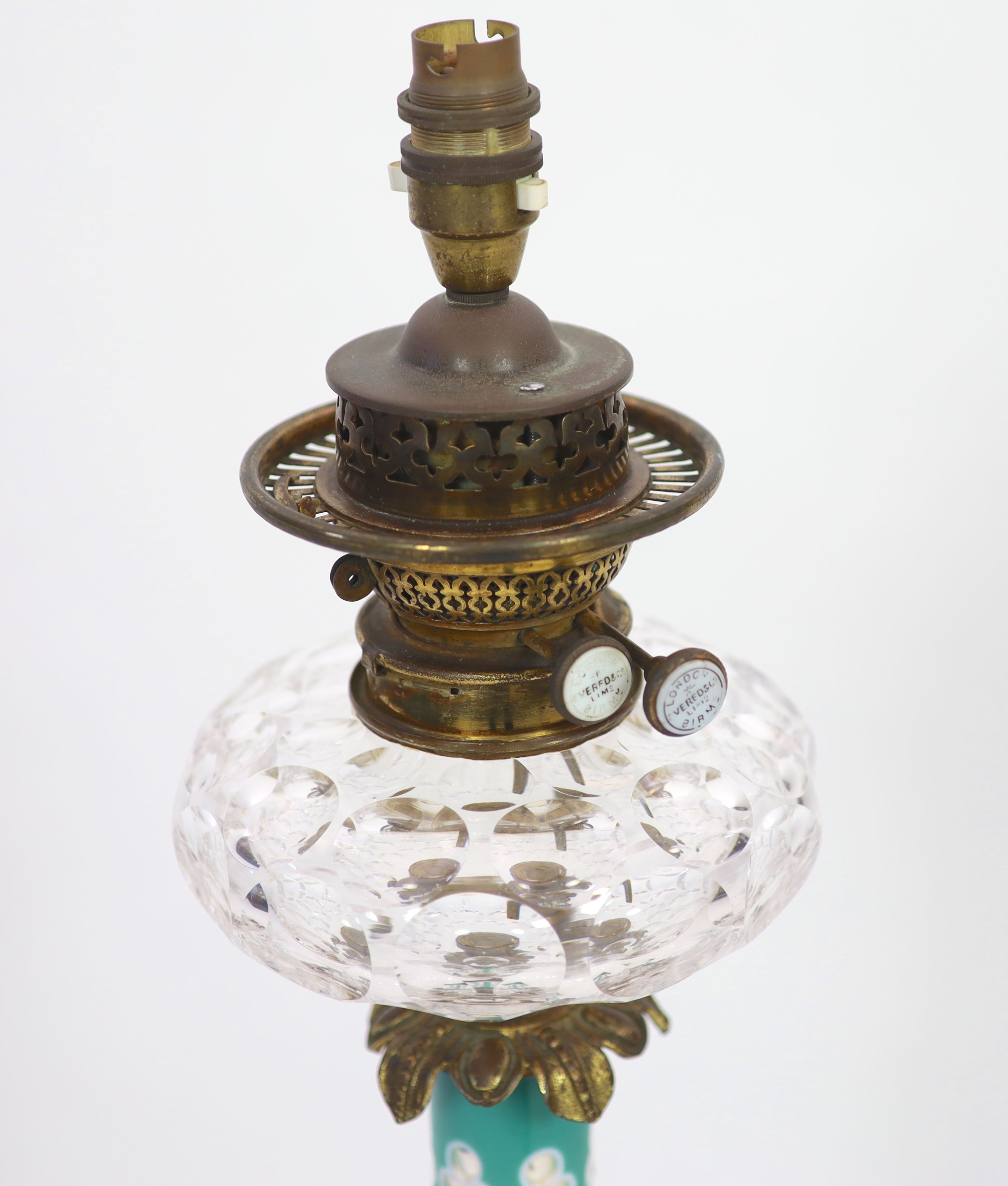 A rare ormolu mounted overlaid ‘mercury’ glass table lamp, the glass possibly by James Powell & - Image 3 of 4