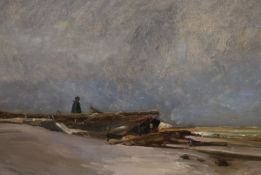 Gabriel Gruchy (1841-1926) Figure overlooking the shoreoil on canvasInscribed on the stretcher32 x
