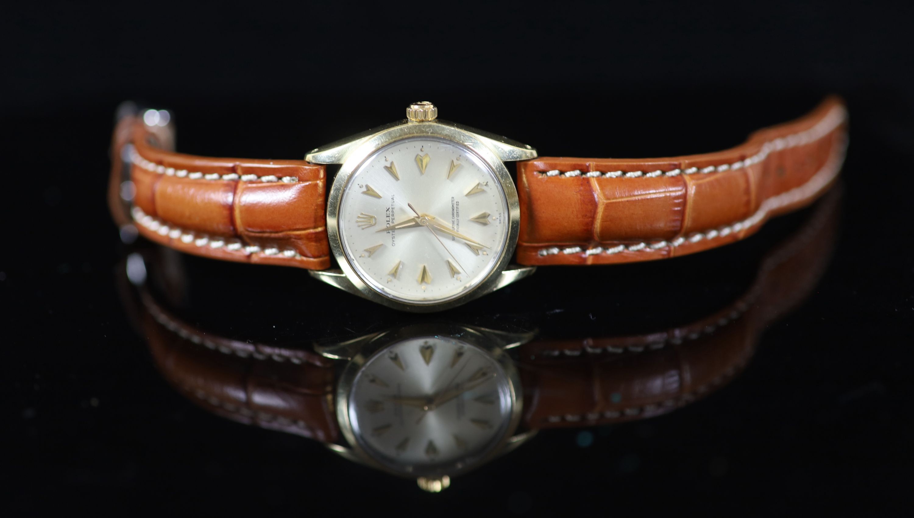 A gentleman's early 1960's steel and gold plated Rolex Oyster Perpetual wrist watch,with arrowhead - Image 2 of 3