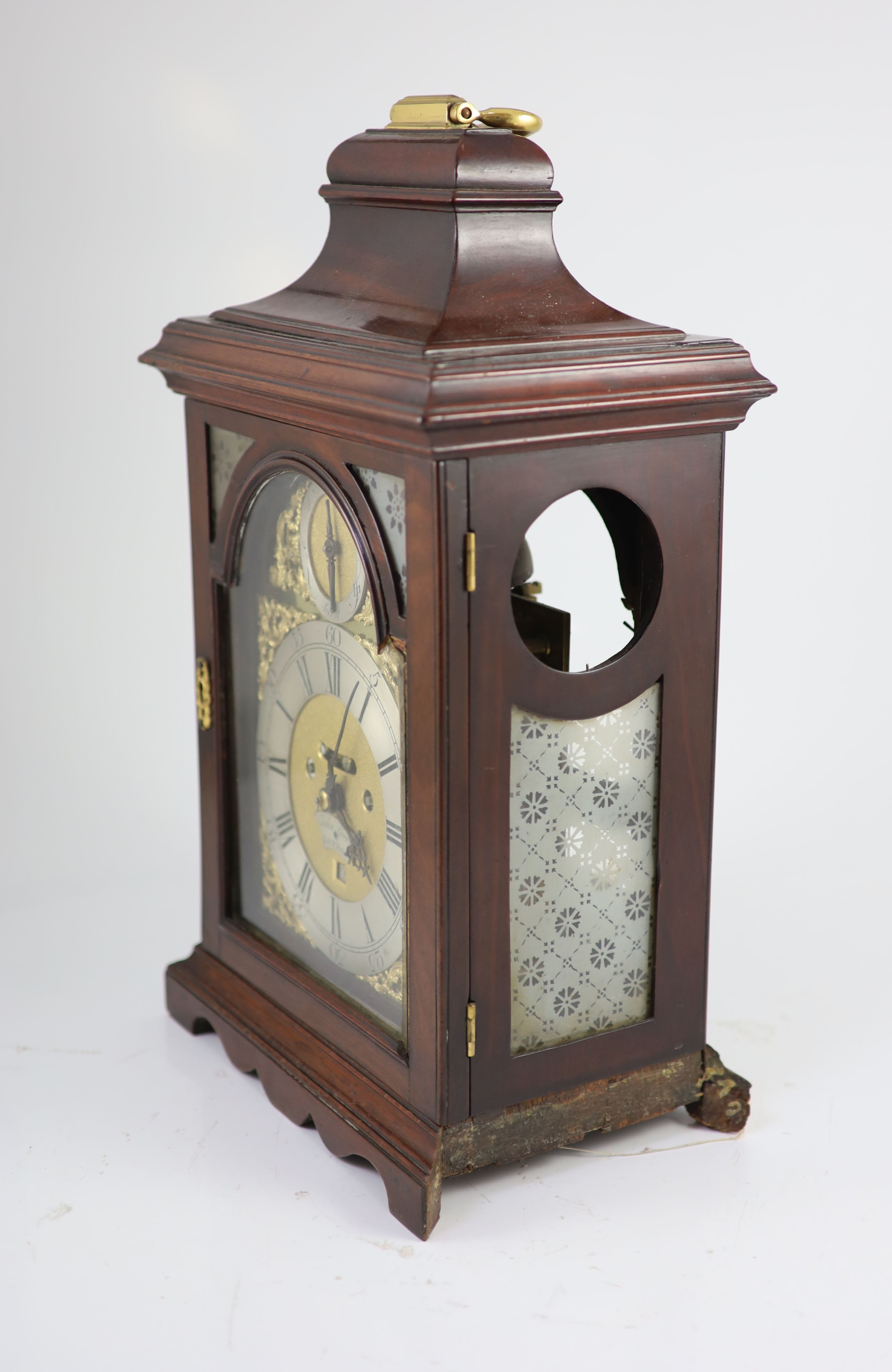 John Green of London. A George III mahogany eight day hour repeating bracket clockthe plain case - Image 3 of 4