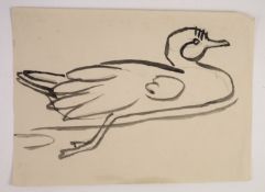 Henri Gaudier-Brzeska (1891-1915) Duck in water, circa 1912-13black ink on paper18.2 x 25.5cms.,