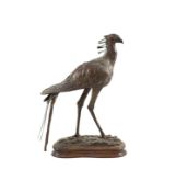 Tim Nicklin. A bronze model of a Secretary birdstanding upon naturalistic plinth, signed and dated