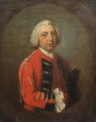 Mid 18th century English School Portrait of an army officer wearing a scarlet coatoil on canvas30.