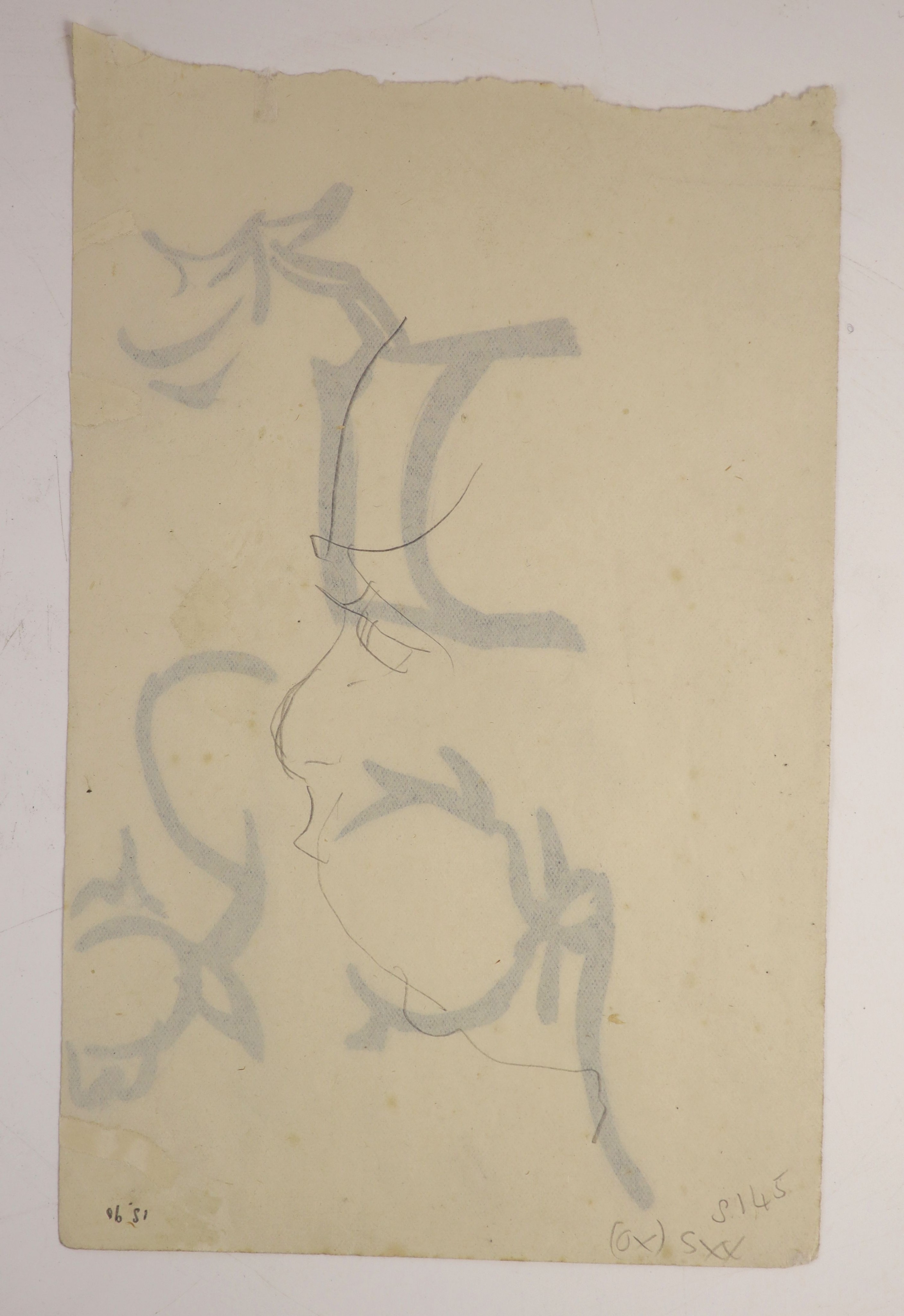 Henri Gaudier-Brzeska (1891-1915) Abstract drawing of a stag and antlers,black ink on paper, and - Image 2 of 3