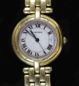 An 18ct gold Cartier Panthere Vendome quartz wrist watch,with Roman numerals and date aperture,