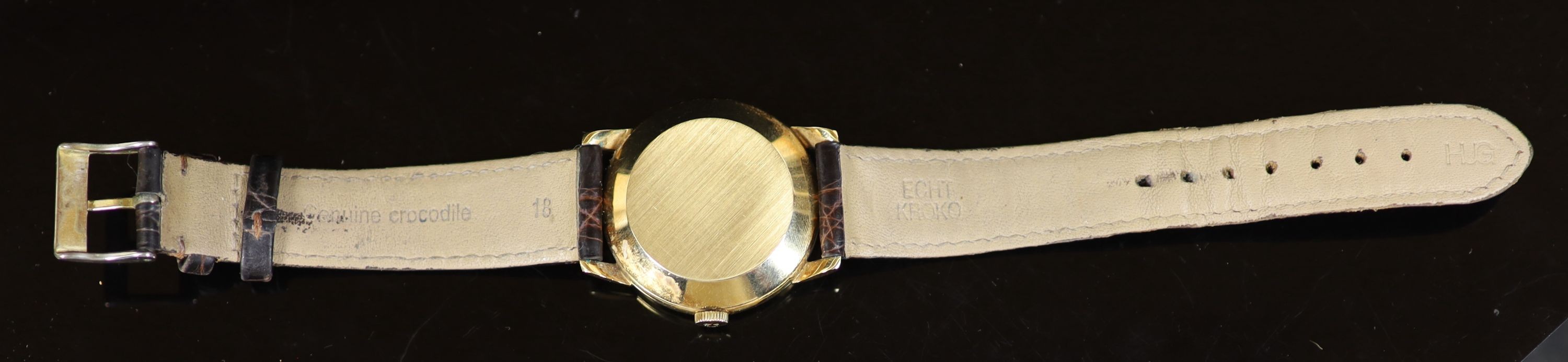 A gentleman's late 1950's 14ct gold Omega manual wind wrist watch,with baton numerals, movement c. - Image 3 of 3