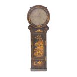 George Windmill of London, 1790. A George III japanned dropdial wall clock,the 14 inch brass dial