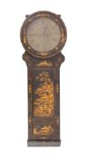 George Windmill of London, 1790. A George III japanned dropdial wall clock,the 14 inch brass dial