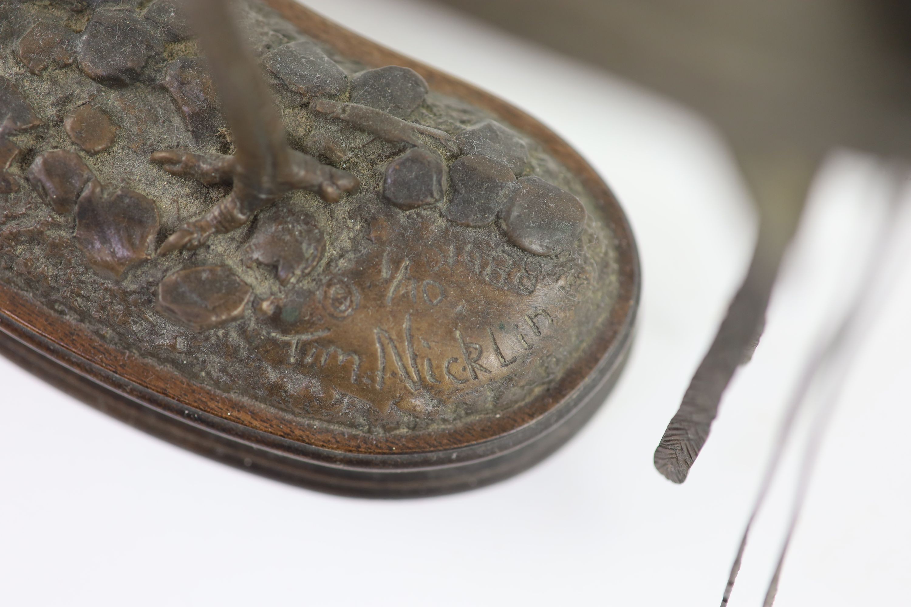 Tim Nicklin. A bronze model of a Secretary birdstanding upon naturalistic plinth, signed and dated - Image 3 of 3