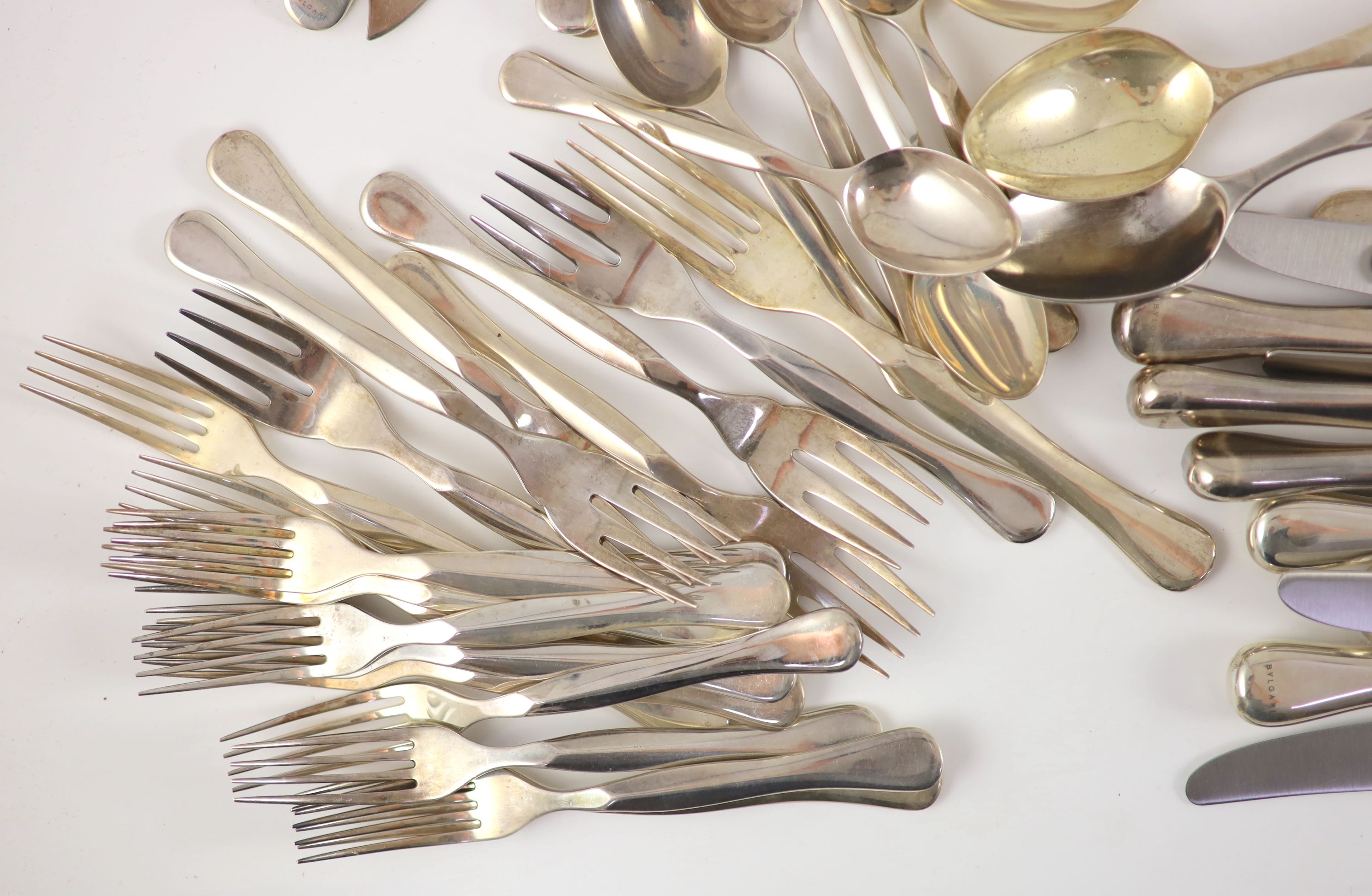 A modern canteen of Italian Eccentrica pattern by Rosenthal for Bulgari 925 sterling cutlery for - Image 6 of 8