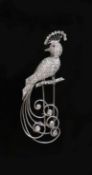 An early to mid 20th century French 18ct white gold and diamond encrusted 'bird of paradise' clip