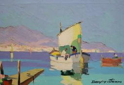 § Cecil Rochfort D'Oyly John (1906-1993) Fishermen off coast at La Napoule near Cannesoil on