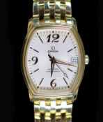 A gentleman's 18ct gold Omega Automatic Chronograph wrist watch, on an 18ct gold Omega bracelet,on