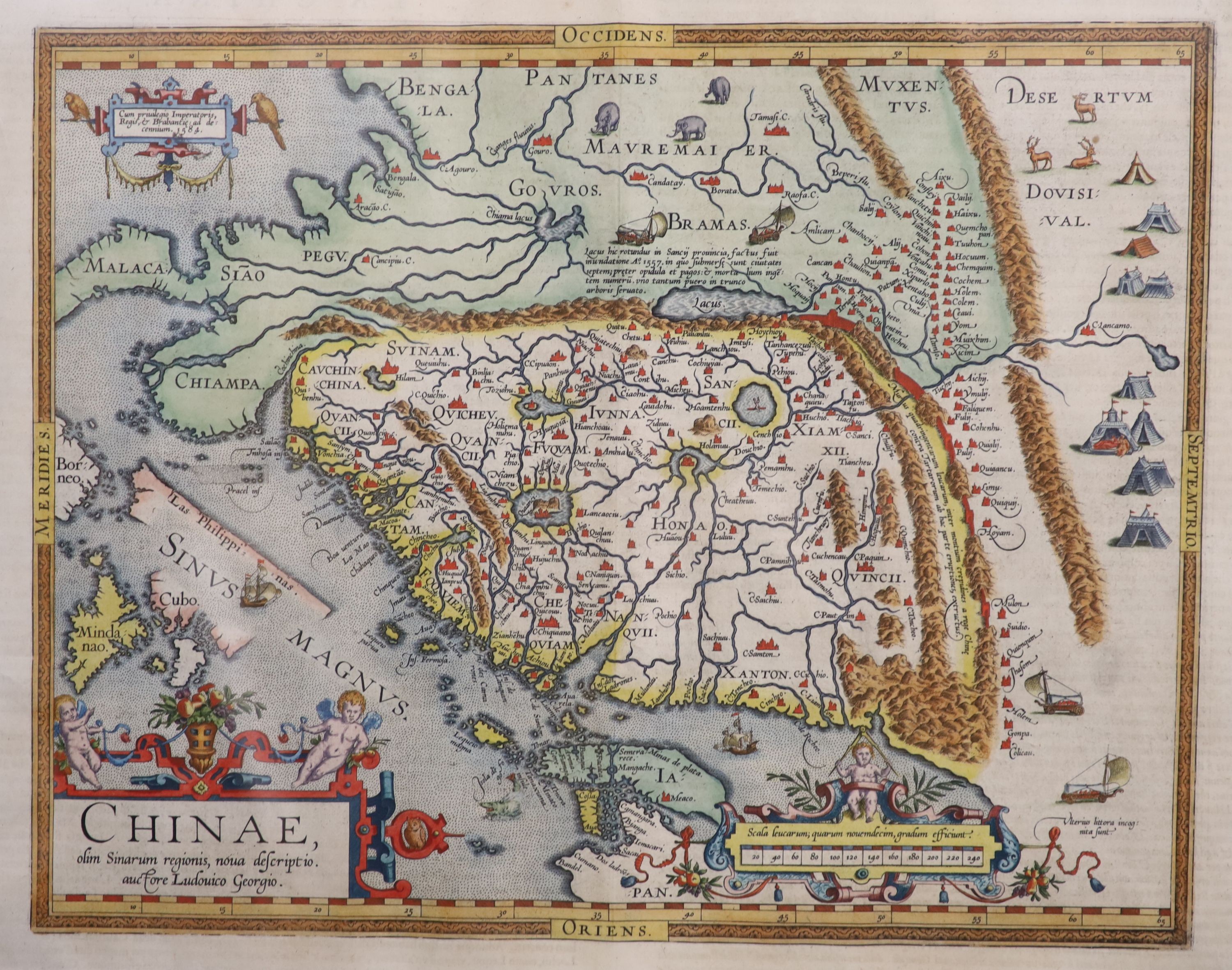 Ortellius after Ludovicus Georgius Map of China, 1584coloured engravingChinae, olim Sinarum