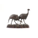 Tim Nicklin. A bronze group of Guinea Fowlstanding upon a naturalistic base, signed and dated