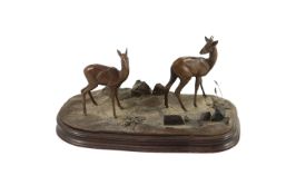 Tim Nicklin. A bronze group of Dik Dikupon naturalistic base, signed and dated 1981, 3/10, with