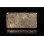 An early 19th century French engraved and engine turned gold rectangular snuff box, with hinged