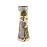 Margaret Thompson for Doulton, Lambeth - an Art Nouveau tall faience vase, c.1900,painted with two