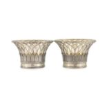 A pair of early 20th century Flemish Wolfer Freres silver plated fretwork flared bowls,each having