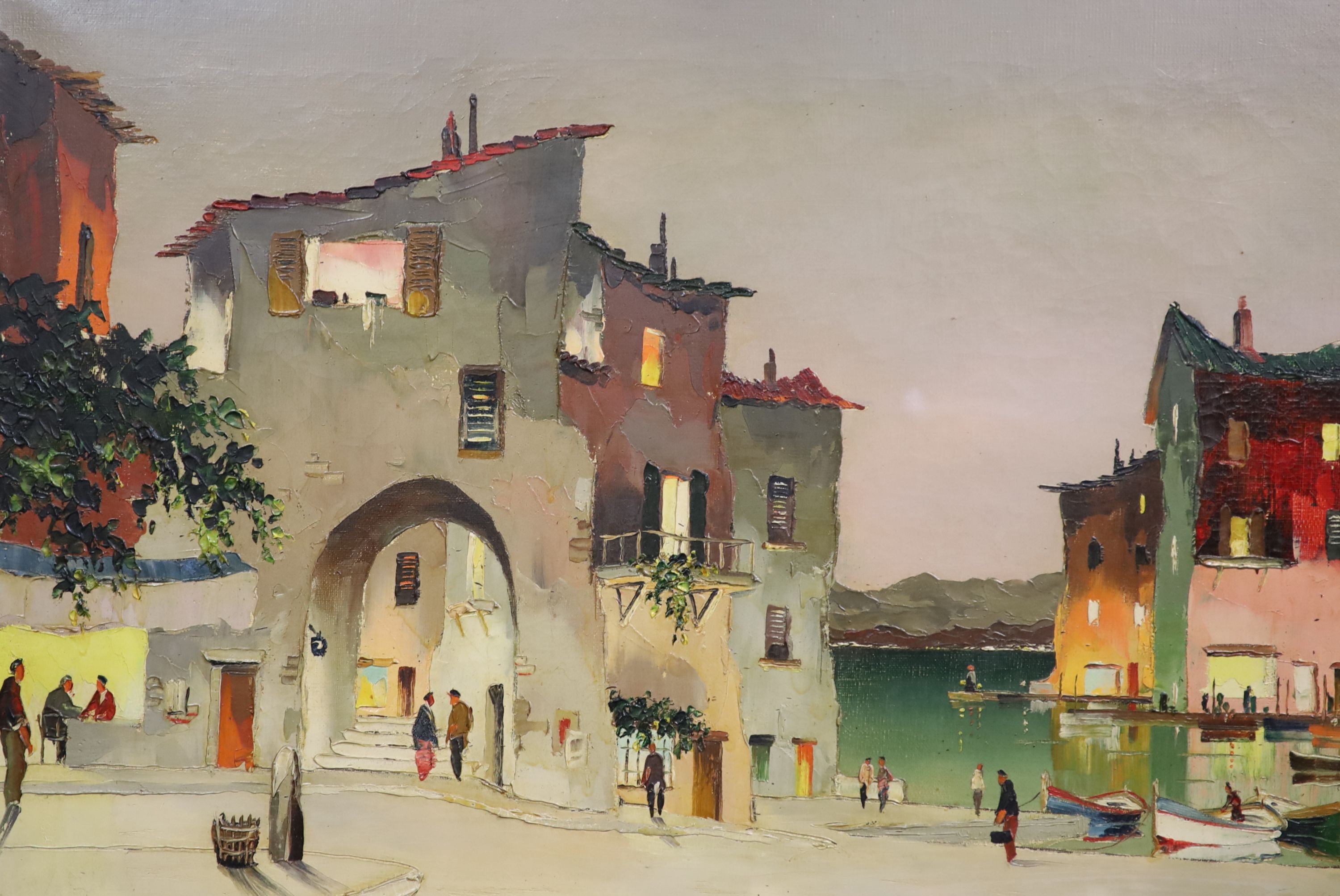 § Cecil Rochfort D'Oyly-John (1906-1993) Mediterranean fishing village at duskoil on