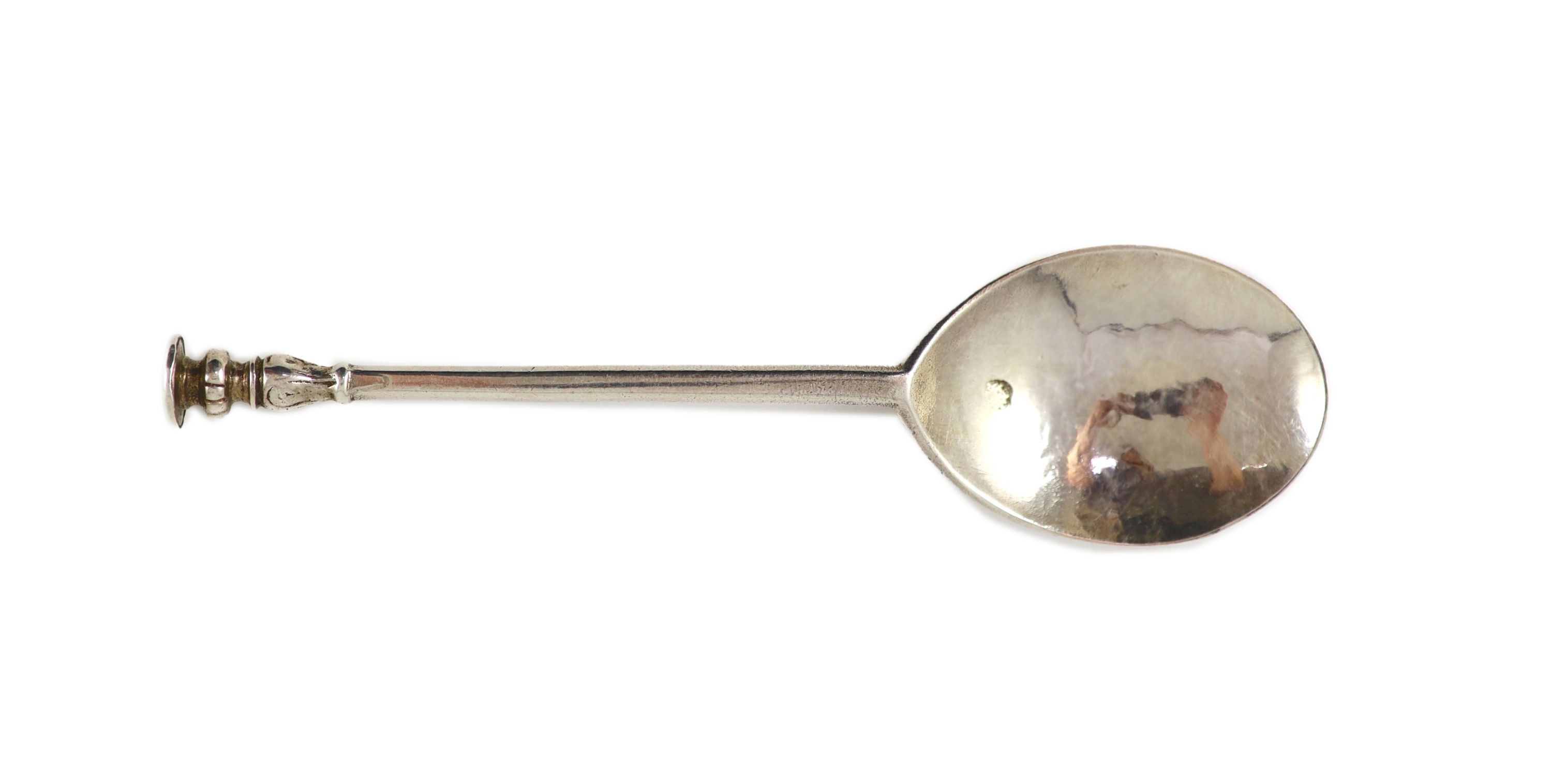 A 17th century silver seal top spoon,17.5cm, 56mm, indistinct marks.