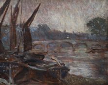 Philip Wilson Steer (1860-1942) View of Richmond Bridgeoil on wooden panelinitialled, a sketch of
