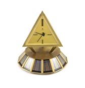 A 1960's Montre Royale de Geneva gilt bronze solar powered timepiece,with three triangular dials