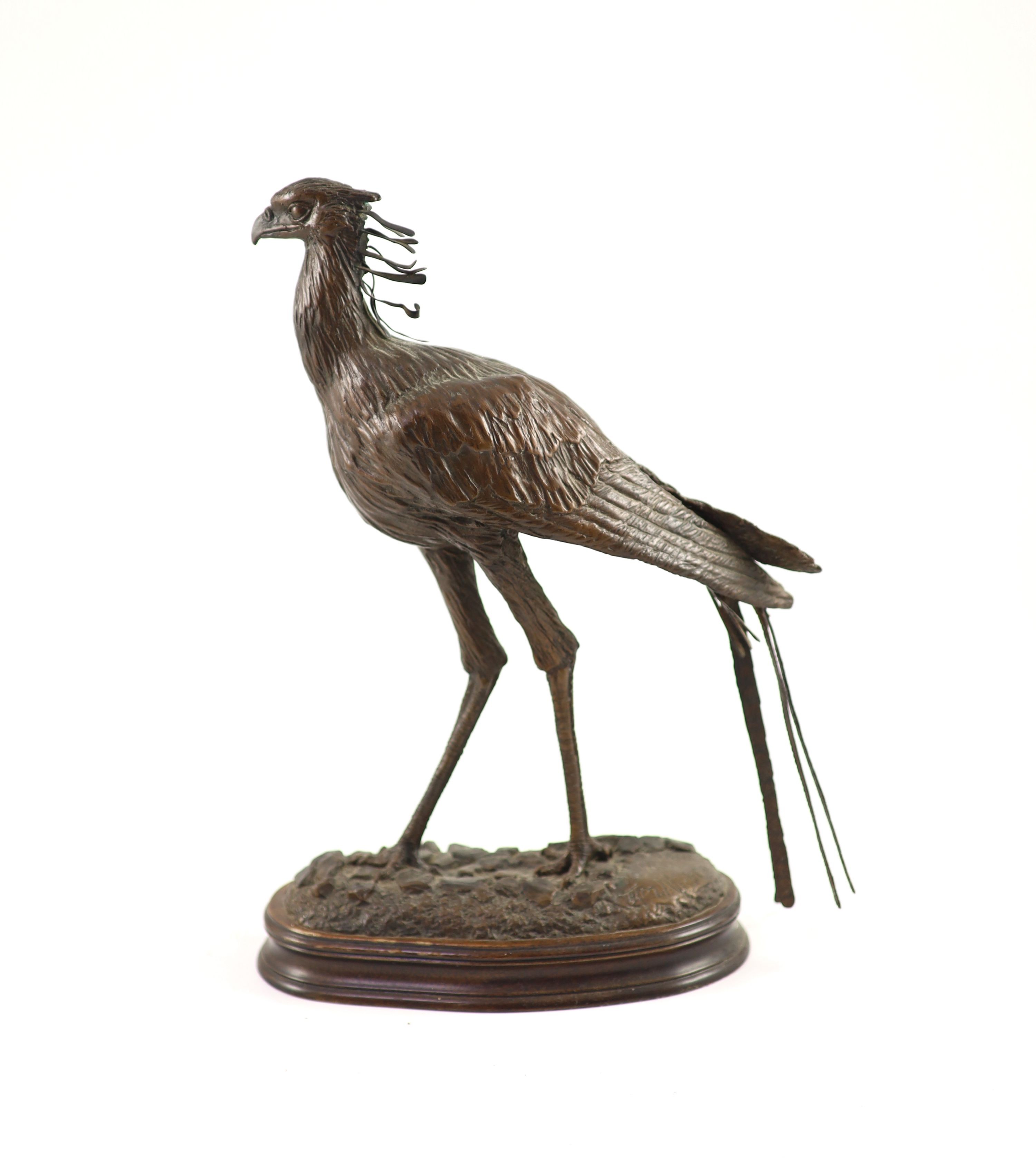 Tim Nicklin. A bronze model of a Secretary birdstanding upon naturalistic plinth, signed and dated - Image 2 of 3