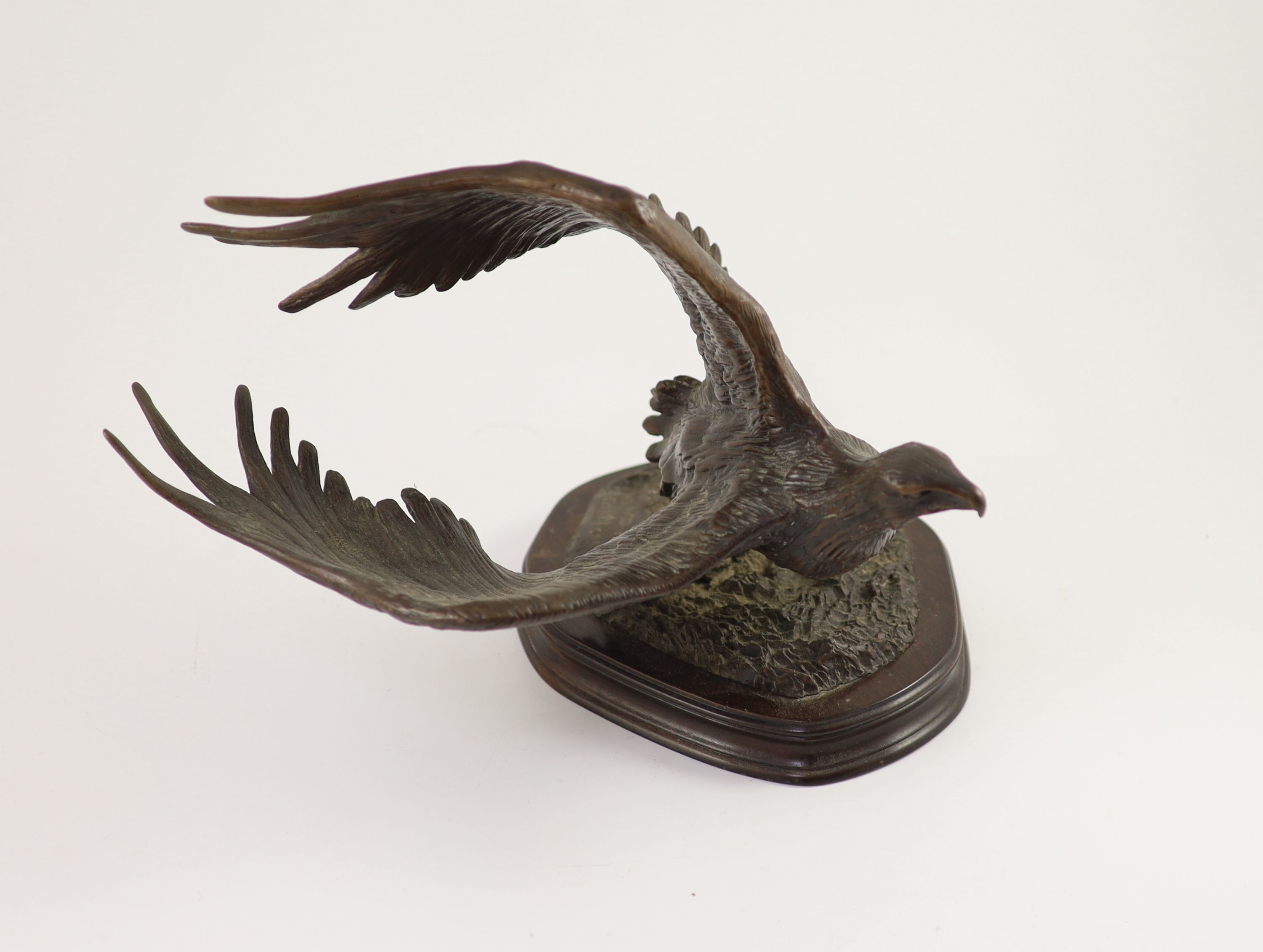 Tim Nicklin. A bronze model of an Osprey catching a salmonon naturalistic base, signed and dated - Image 4 of 5