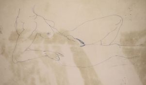 Henri Gaudier-Brzeska (1891-1915) Reclining nude, circa 1912pen and ink on paper25 x 38cms.