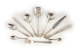 A canteen of Garrard & Co silver cutlery and flatware for eight, Sheffield, 1958,comprising one