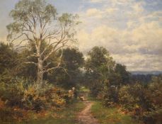 Benjamin Williams Leader (1833-1923) A Surrey Woodoil on canvassigned and dated 189734.5 x 44.5cm
