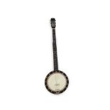 A Clifford Essex ebony mounted banjo,nut to bridge 26 inches (bridge missing), 22 frets,length 94cm,