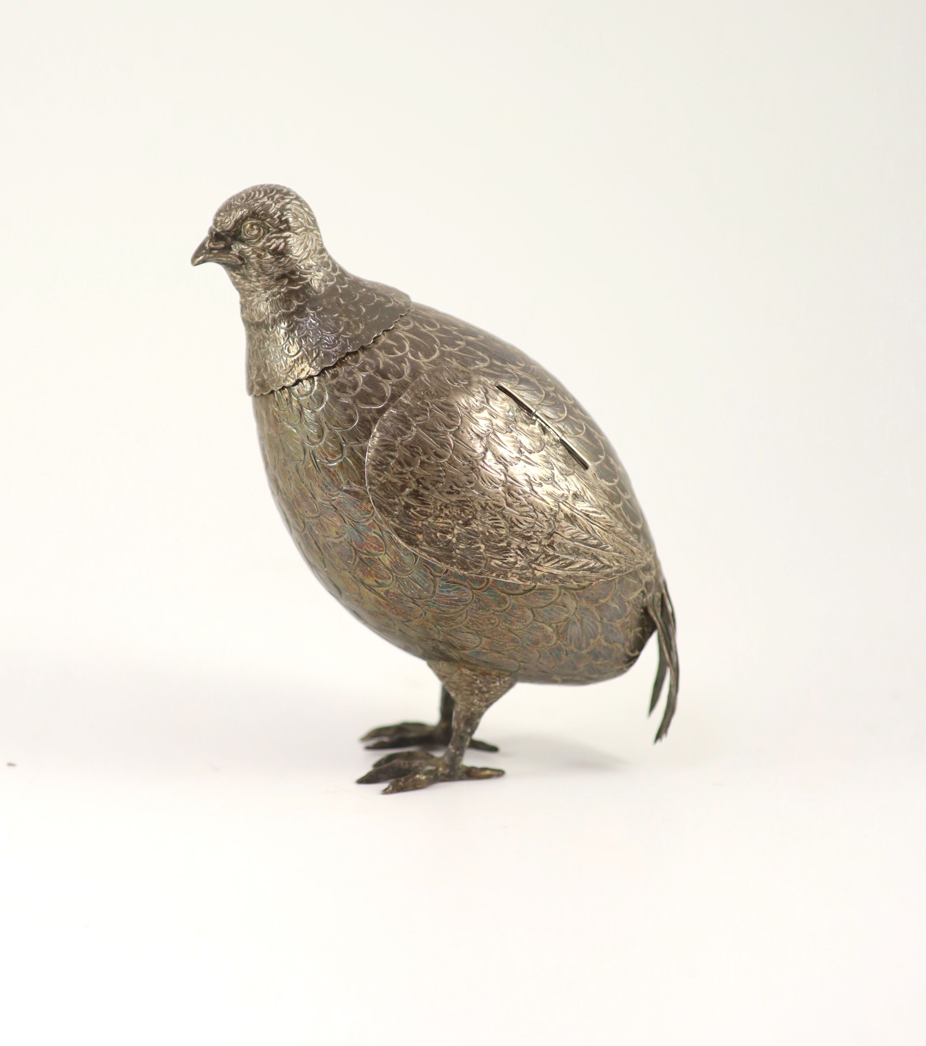A late Victorian silver free-standing model of a grouse,with hinged wings and detachable head, - Image 2 of 4