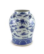 A large Chinese blue and white baluster 'dragon' jar, Daoguang period (1821-50),the shoulder applied