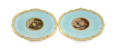 A pair of Flight, Barr & Barr Worcester oval dishes, c.1815,each finely painted with a shell and