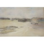 Thomas Swift Hutton (1875-1935), watercolour, Estuary scene, signed, 49 x 74cm