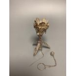 A white metal filigree posy holder, 14.1cm.