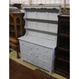 An early 20th century later painted oak dresser, length 130cm, depth 47cm, height 193cm