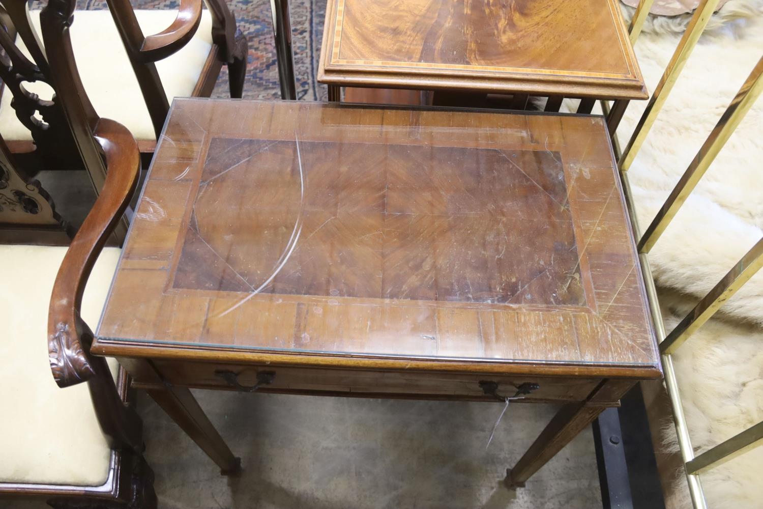 A 19th century Italian walnut side table, width 68cm, depth 42cm, height 74cm - Image 2 of 2