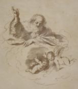 Bartolozzi after Guerrino, sepia engraving, Bird and cherubs, 25 x 23cm