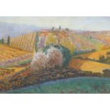 Patrick Cullen (Contemporary) Houses on a hilltop (Tuscany)Pastel38 x 53cm.